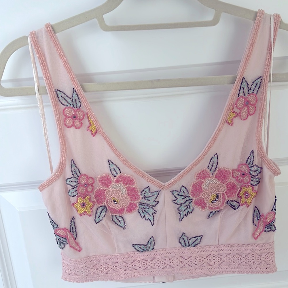 Miss Selfridge Beaded Crop Top Size 6